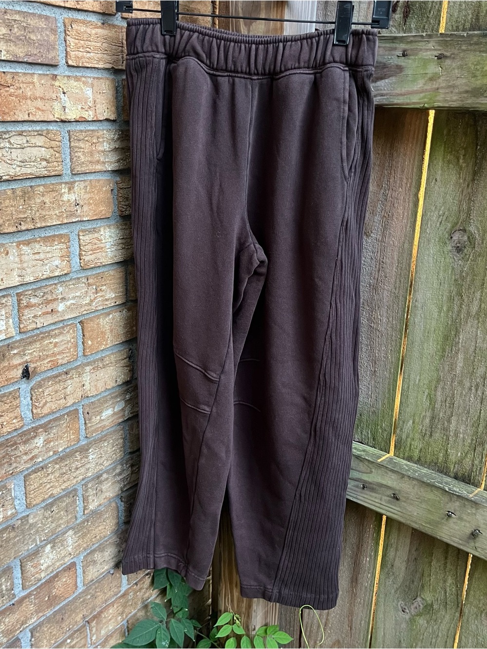 Aerie Barrel Leg Ribbed Side Brown Sweatpants